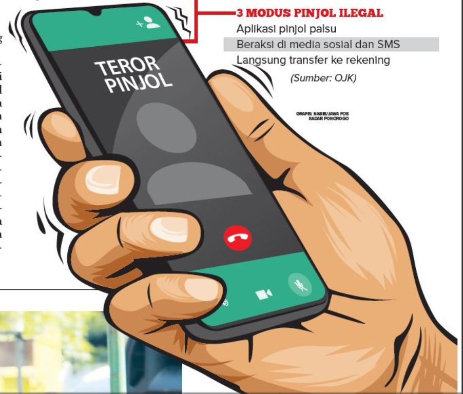Kontak Bupati Ponorogo Sugiri Sancoko dicatut digunakan sebagai penjamin pinjol. (ILUSTRASI: HABIB/JAWA POS RADAR PONOROGO)