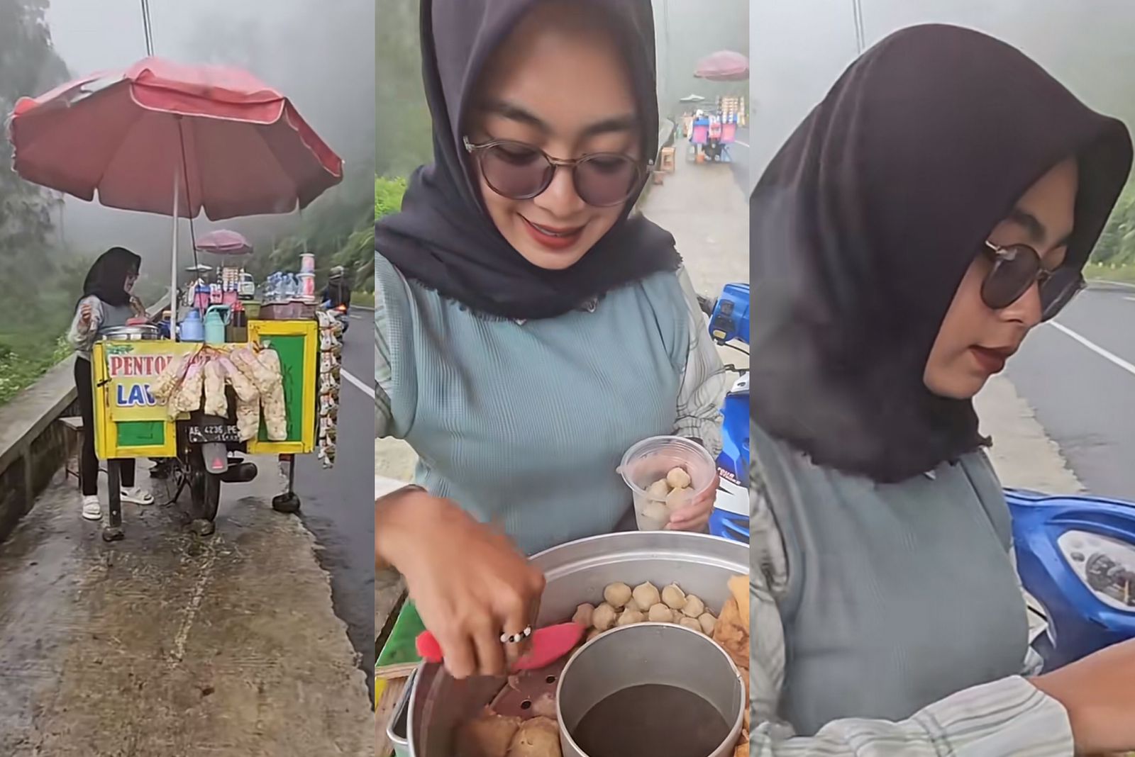 Penjual Pentol Kuah yang viral di Jalur Cemoro Sewu, Kota Magetan (Capture TikTok @jajan_ranger )