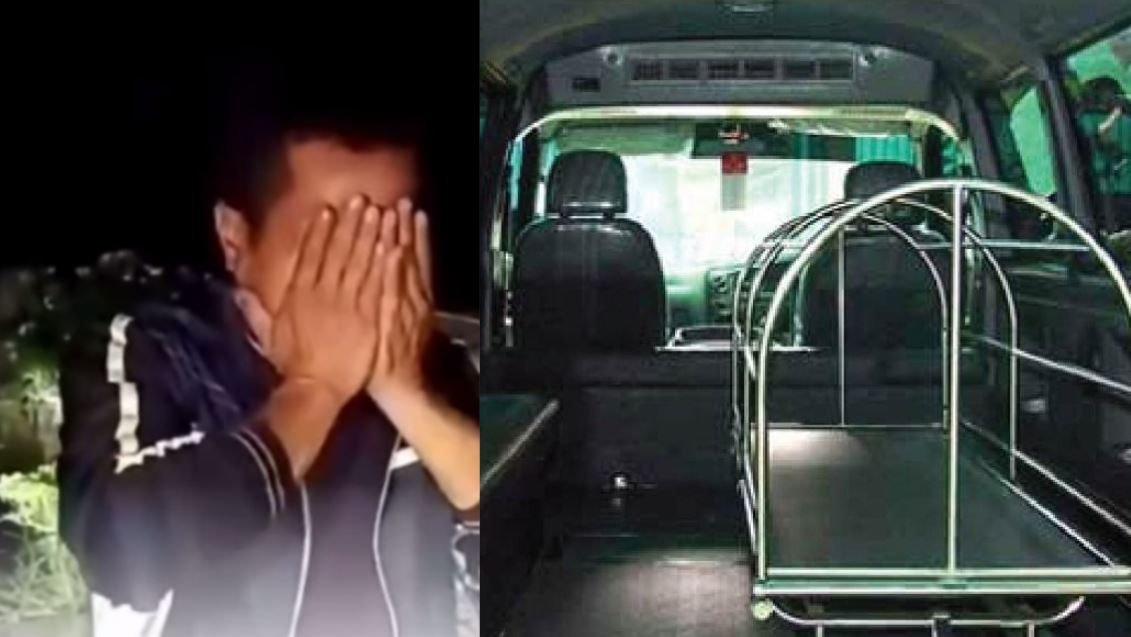 Viral sopir ambulans menurunkan jenazah di SPBU. (KOLASE ISTIMEWA)