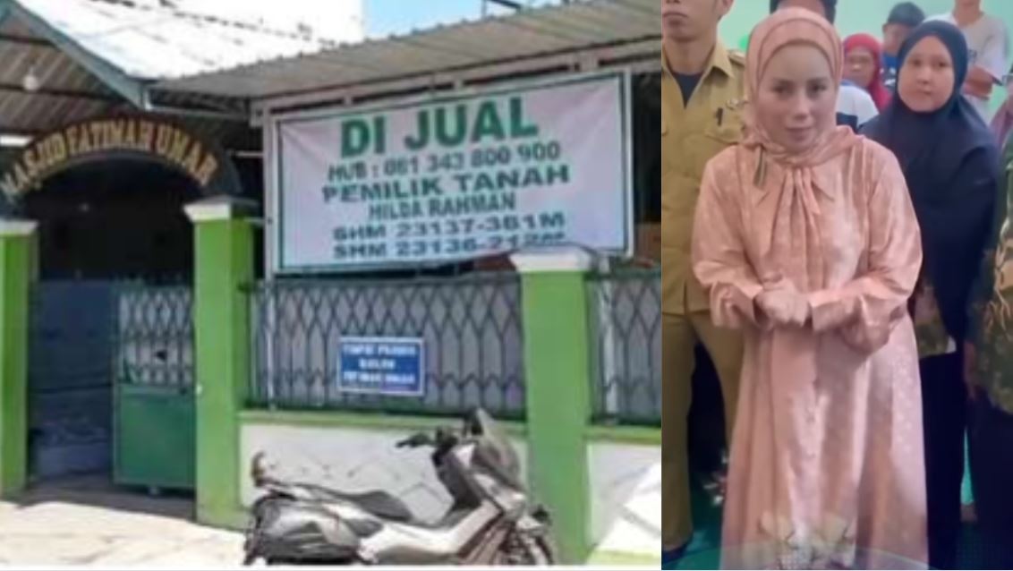 Bos Skincare Fenny Frans menemui pengurus Masjid Fatimah Umar yang viral dijual Rp 3,5 miliar. (KOLASE Ig @radarkudus, @makassarinfo)