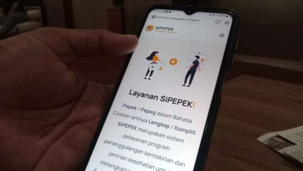 : Begini tampilan layar ponsel yang menunjukkan Sistem Informasi Administrasi Pemerlu Pelayanan Kesejahteraan Sosial (SiPepek) di Kabupaten Cirebon, Jabar.