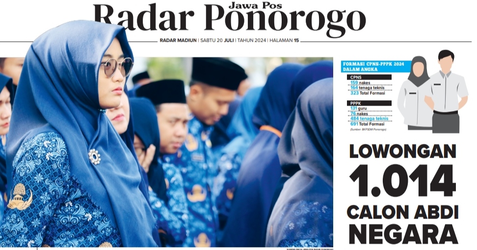 ABDI NEGARA: Pemkab Ponorogo segera membuka seleksi CPNS dan PPPK 2024, jadwal menantikan juknis dari pemerintah pusat. (SUGENG DWI N./JAWA POS RADAR PONOROGO)