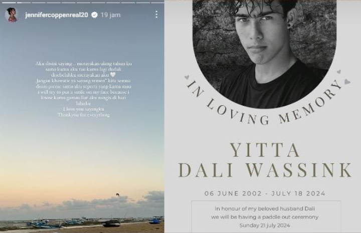 Pengumuman terkait pelarungan abu Dali Wassink melalui instastory Instagram milik Jennifer. (Ig @jennifercoppenreal20)