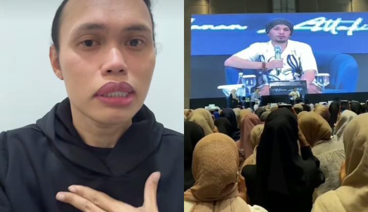Wanda Hara resmi dilaporkan ke pihak kepolisian atas dugaan penistaan agama, usai dengan sadar mendatangi acara kajian Ustadz Hanan Attaki. (kolase Ig @ustadz_hanan & Ig @wanda_hara)