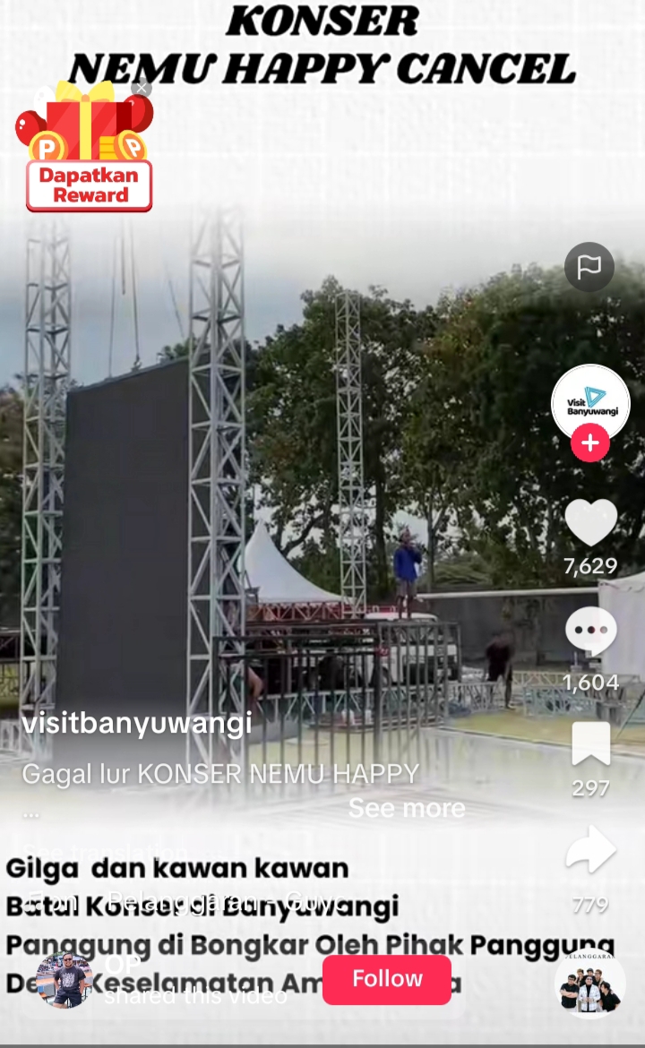 Pembongkaran panggung konser Nemu Happy di Banyuwangi (TikTok @op19gaming)