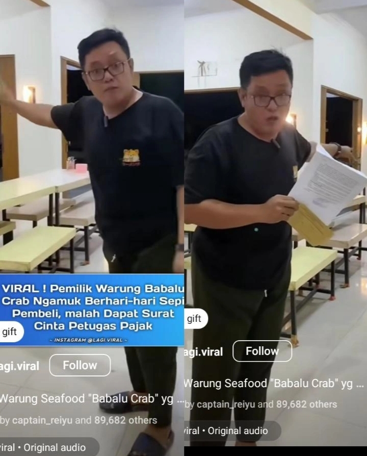 Viral video pemilik warung seafood Babalu Crap Ngamuk terima surat cinta dari Dirjen Pajak (IG @lagi.viral)