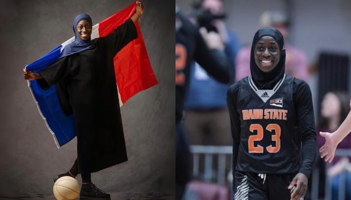 Potret seorang atlet basket perempuan berhijab asal Prancis dilarang bertanding dalam Olimpiade Paris Tahun 2024. (Ig @diaba.23)