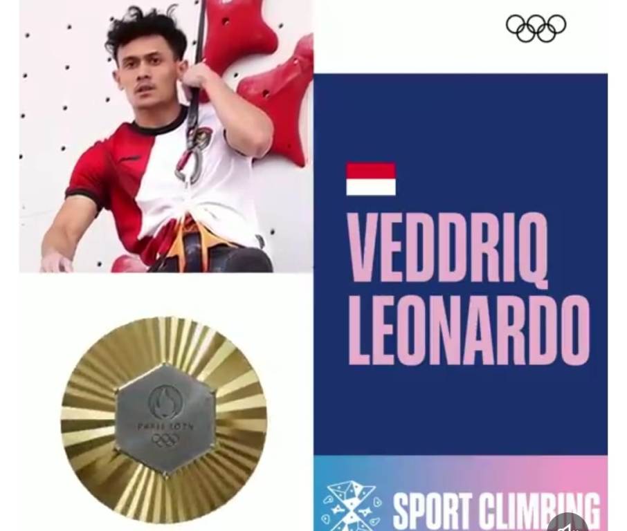 Veddriq Leonardo, atlet panjat tebing persembahkan emas untuk Indonesia di Olimpiade Paris 2024. (ANTARA)