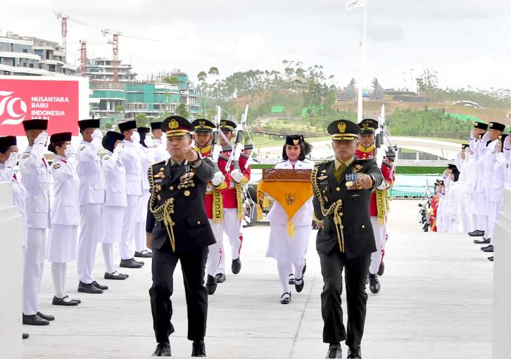 Kirab Duplikat Bendera Sang Merah Putih Tiba di Ibu Kota Nusantara, Siap Dikibarkan pada 17 Agustus. (KEMENKOMINFO)
