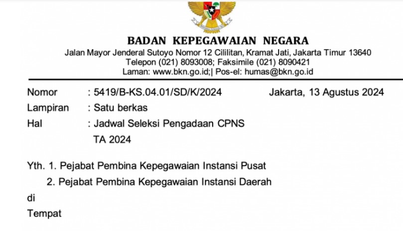jadwal pendaftaran CPNS 2024 resmi dari BKN  (bkn.go.id)