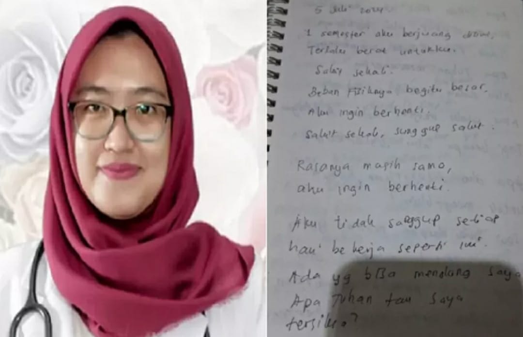 FAKTA BARU: Isi buku diary yang ditulis Aulia Risma Lestari sebelum bunuh diri, dokter muda mahasiswi PPDS Undip Semarang. (RADAR SEMARANG)