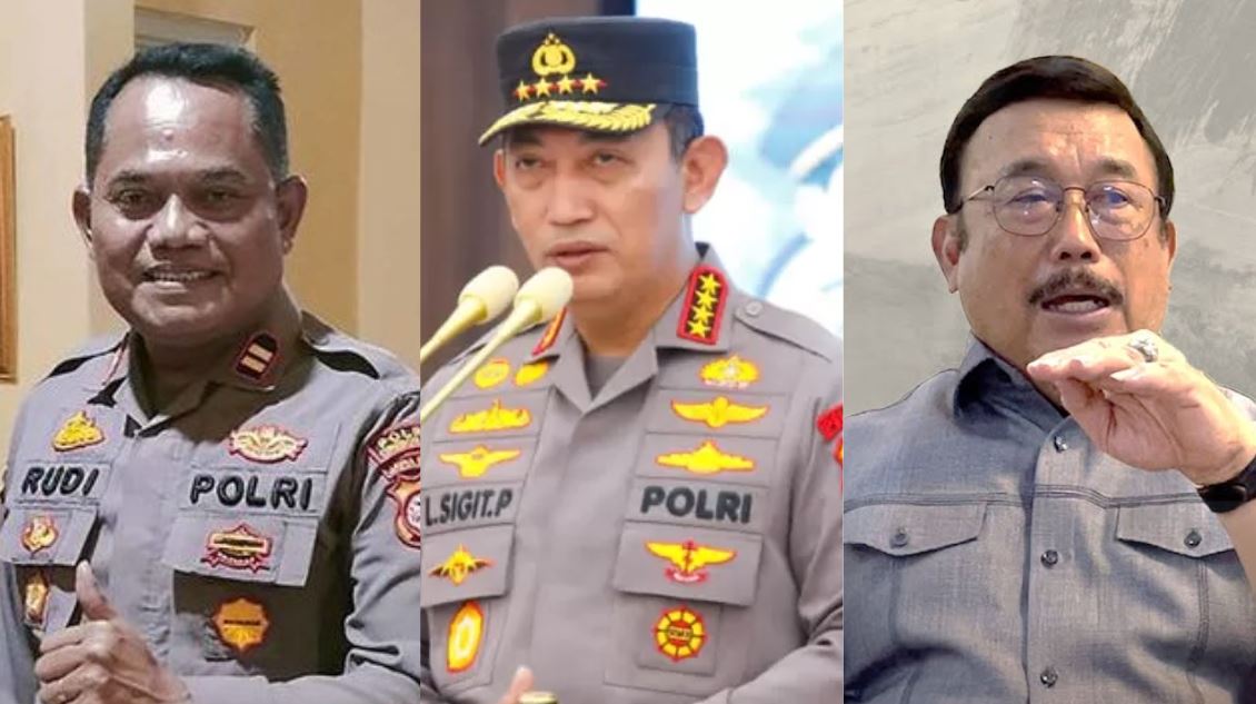 DARI KIRI: Iptu Rudiana, Kapolri, dan Ito Sumardi. (KOLASE ISTIMEWA)