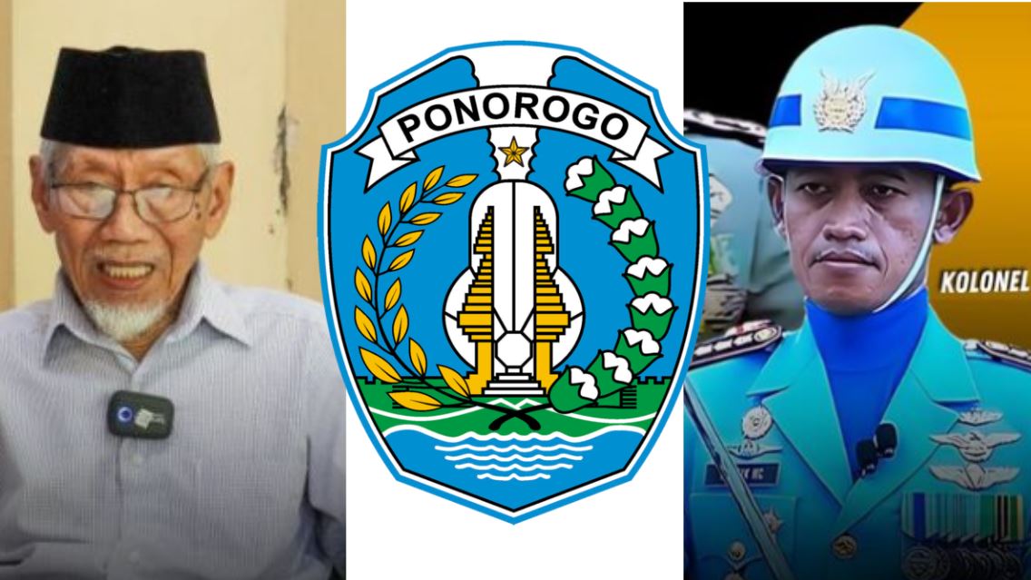 Logo Kabupaten Ponorogo diciptakan Mangoen Oetomo, ayah Kolonel Pnb Taufik Nur Cahyanto, Komandan Upacara HUT ke-79 RI di IKN. (KOLASE ISTIMEWA)