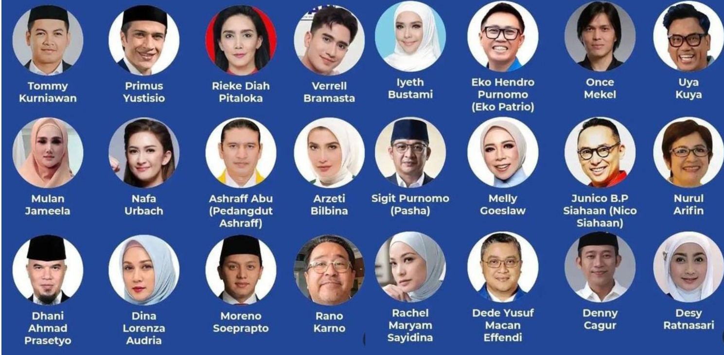 24 artis indonesia yang lolos menjadi anggota DPR RI 2024 - 2029 (kolase istimewa)