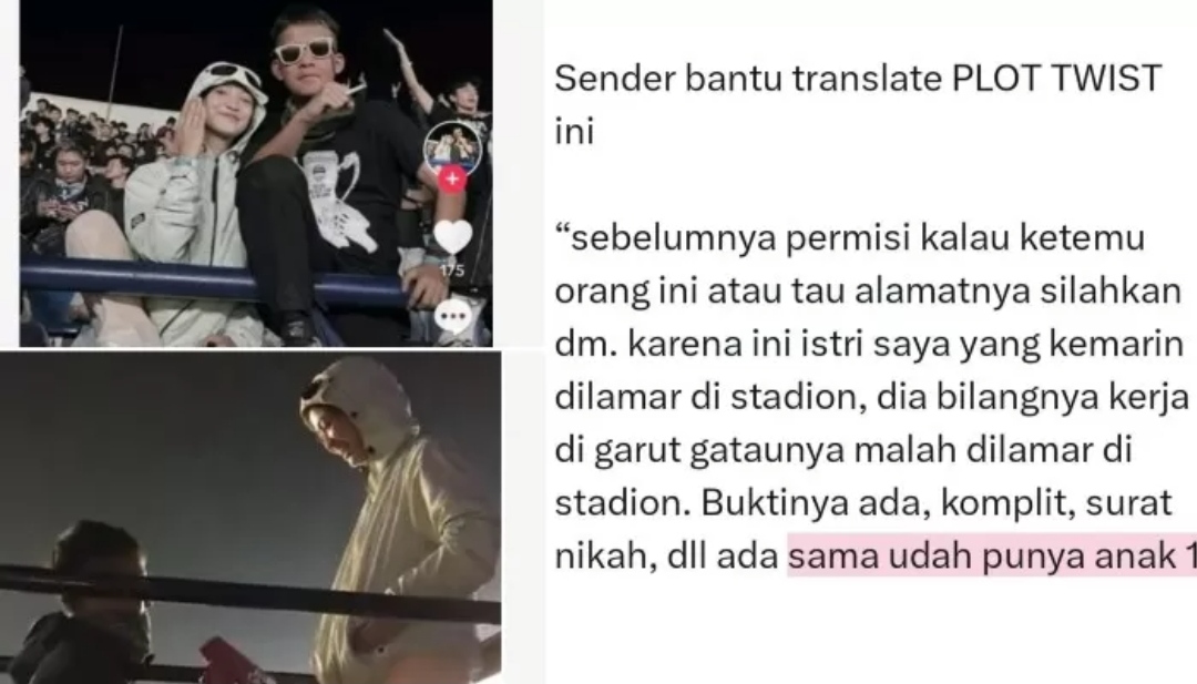 Viral video Tika Kartika dilamar saat pertandingan Persib Bandung vs Arema FC. (X)