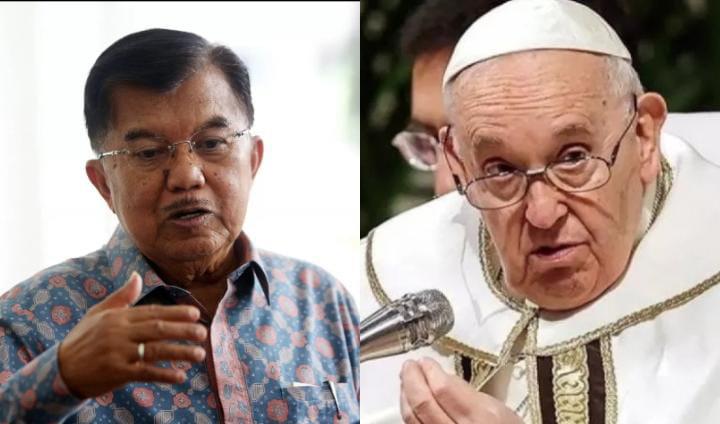 Menjelang kedatangan Paus Fransiskus, Mantan Wakil Presiden Jusuf Kalla himbau masyarakat Indonesia sambut dengan terbuka. (kolase Jawapos)