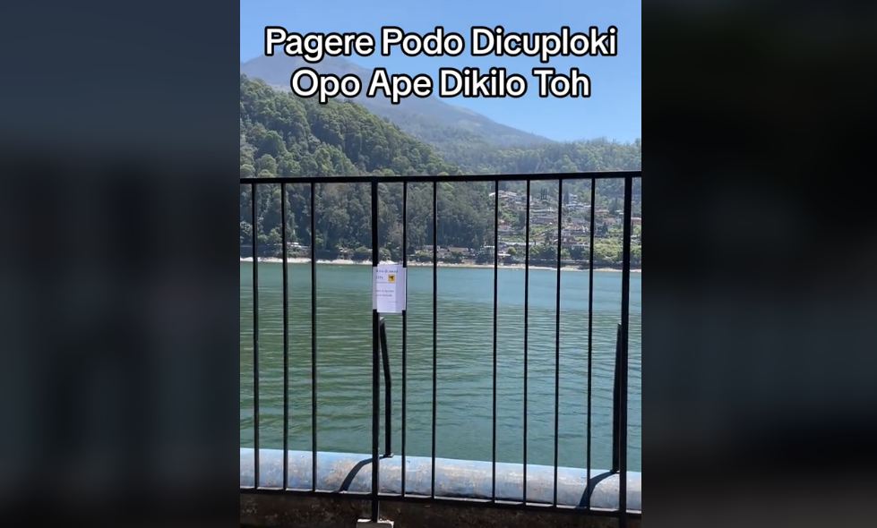Pasca dua bulan Telaga Sarangan dipagar, kini dirusak oknum tak bertanggung jawab. (CAPTURE)
