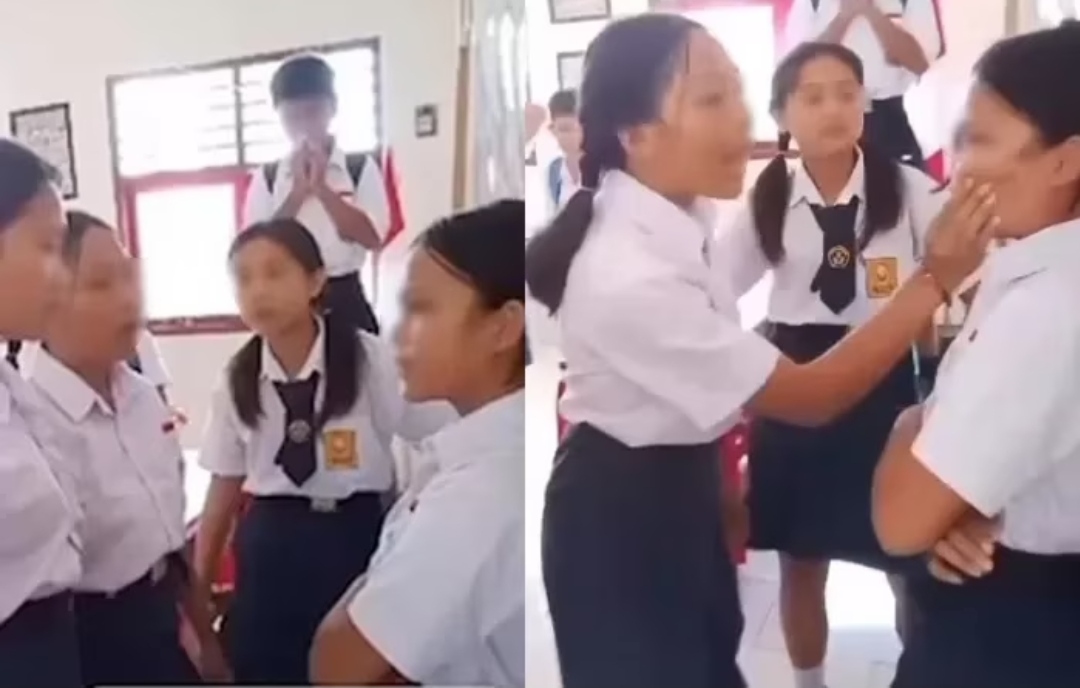 Video aksi bullying siswi SMP di Minahasa Selatan viral di media sosial. (MANADO POST)