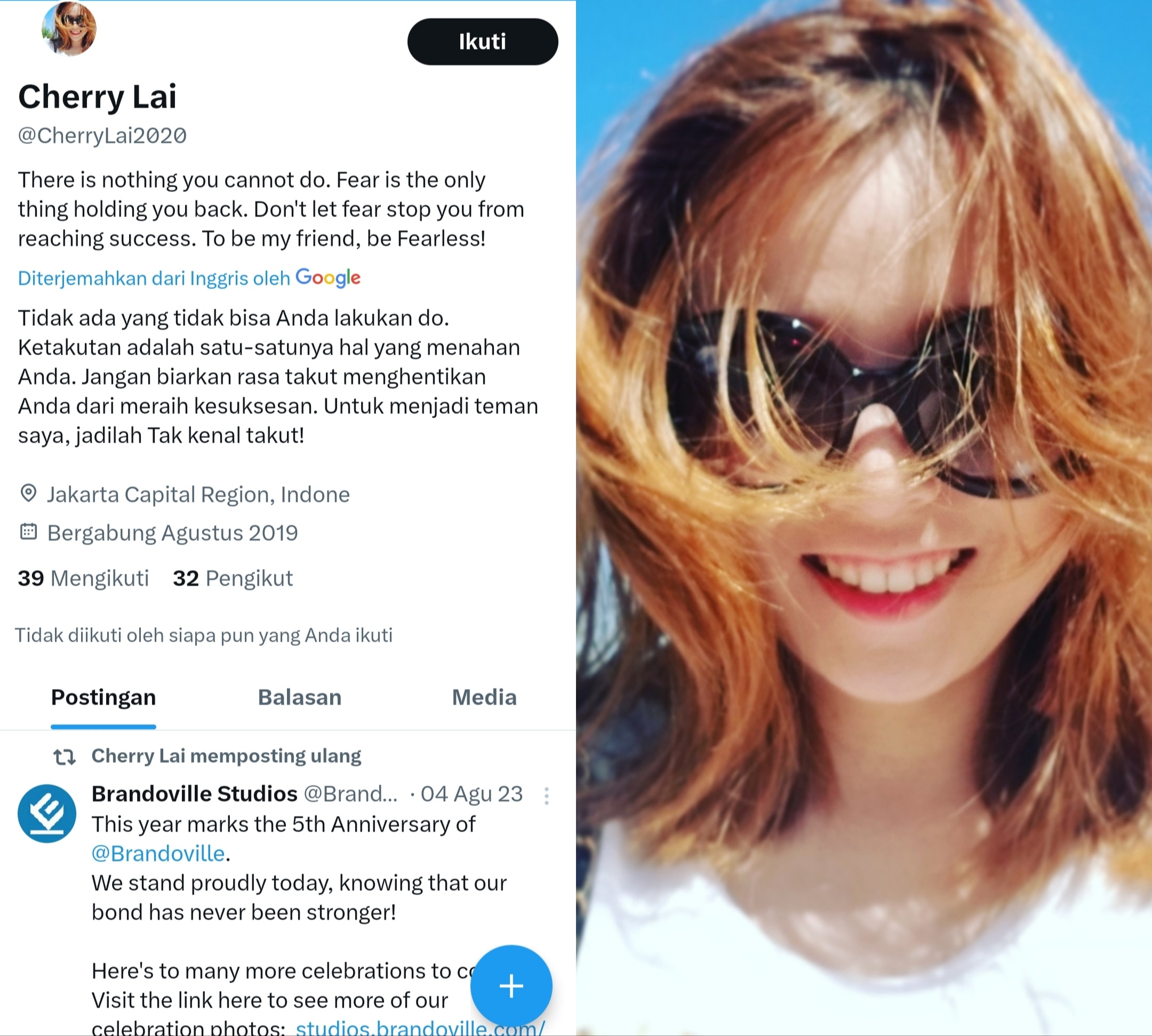 Postingan terakhir @CherryLai2020 di Twitter X. (TWITTER X @CHERRYLAI2020)