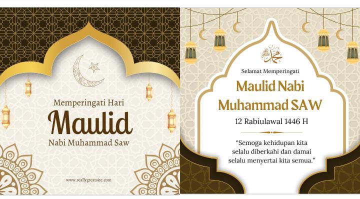: Peringatan Maulid Nabi Tahun 2024 kurang menarik jika tak memposting poster-poster keren di media sosial kalian. (kolase canva)