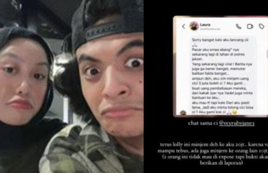 Buntut kasus panas menerpa pasangan Lolly dan tiktokers Vadel Badjideh semakin keruh usai cuplikan chat meminjam uang tebusan beredar di media sosial. (Instagram)