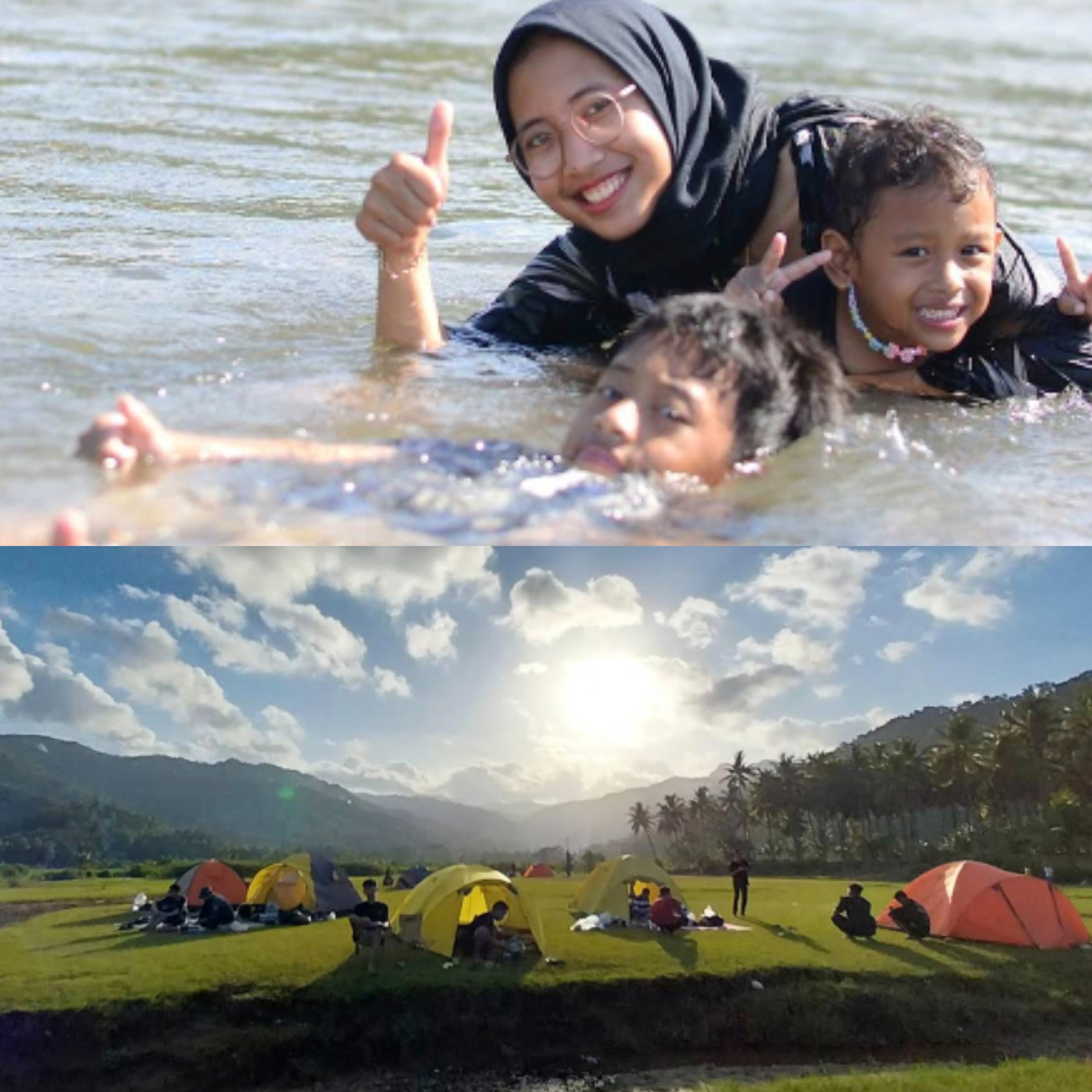 Bermain air dan camping menjadi aktivitas wajib saat berada di Pantai Kebo