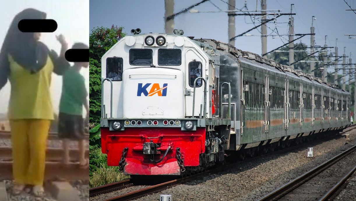 Insiden 4 orang tertabrak kereta api di Karawang Minggu pagi (22/9/2024). (KOLASE)