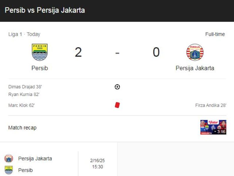 Persib vs Persija Jakarta.