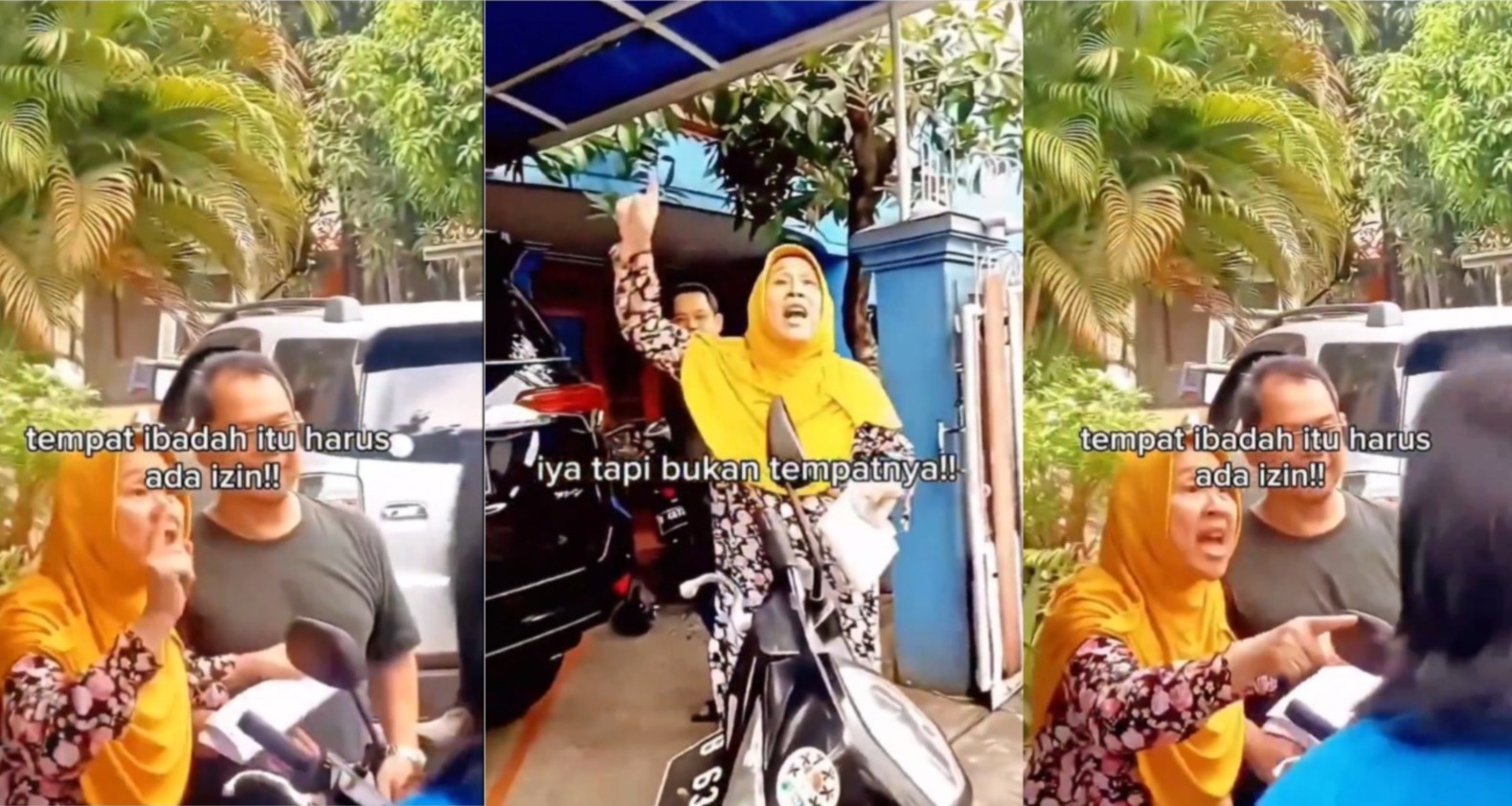 Viral Video Ibu - ibu yang terlihat emosional saat melihat tetangganya yang non muslim beribadah. (kolase/istimewa)