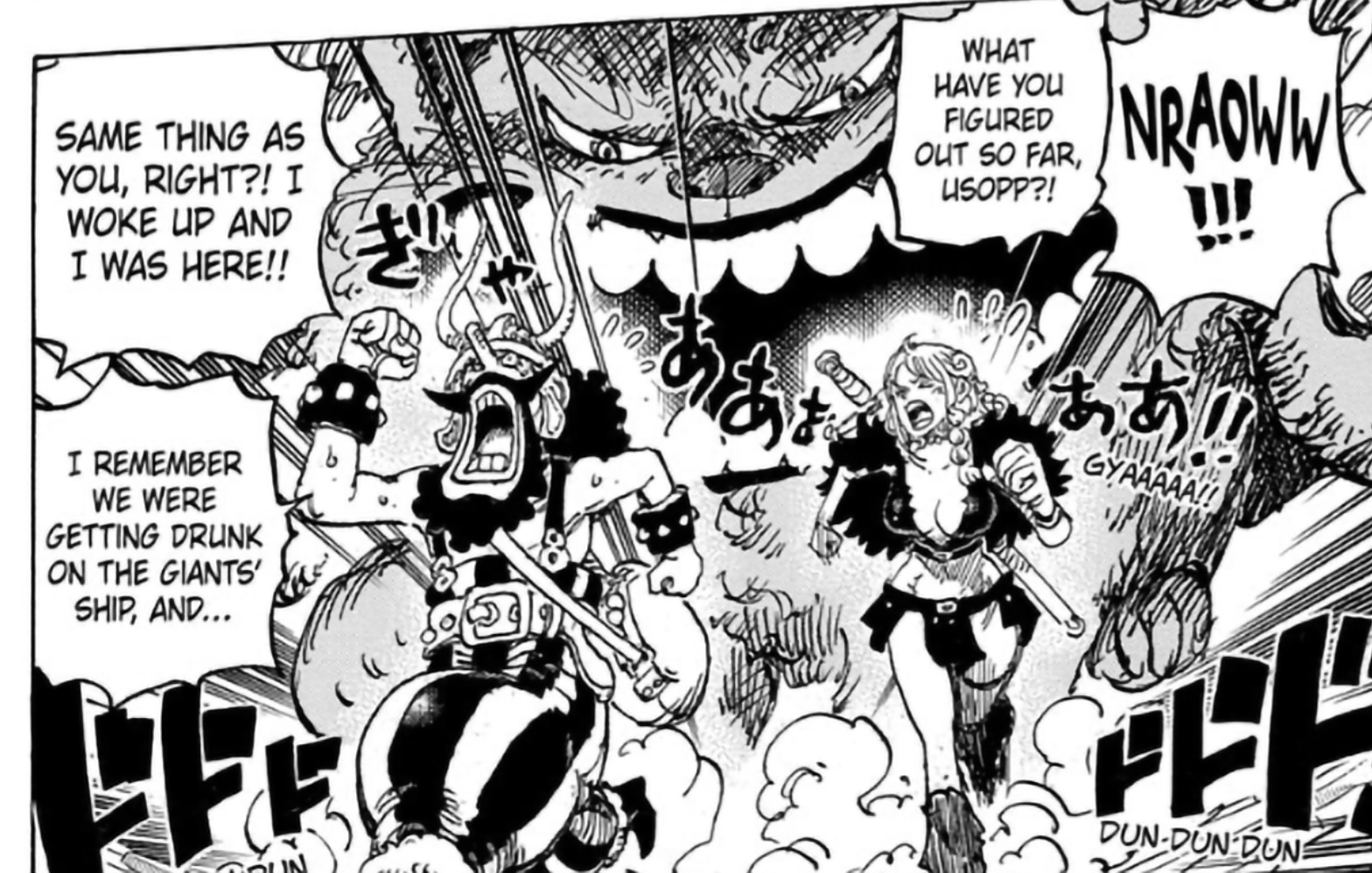 Spoiler One Piece 1128: Dewa Matahari mengejar kelompok Topi Jerami. (Shueisha)