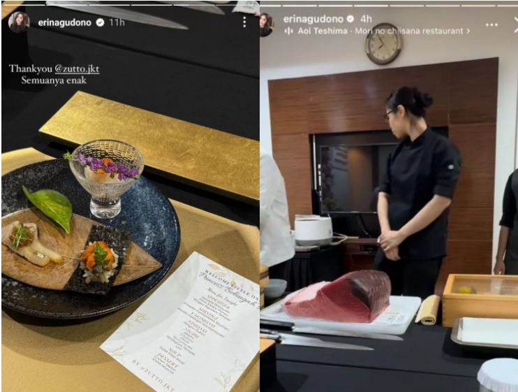 Unggahan Erina Gudono pamer makan omakase mendapat sorotan netizen hingga viral. (INSTAGRAM/JAWA POS)