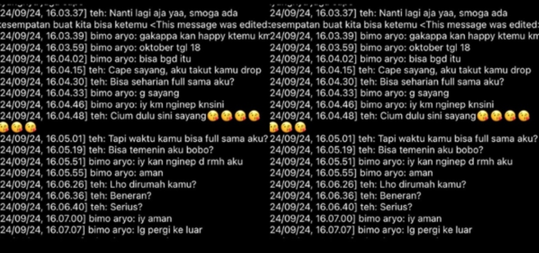 Arie Rieyanthie speak up salah satu bukti chat antara suaminya, Bimo Aryo Tejo dengan Maela Asila. (INSTAGRAM)