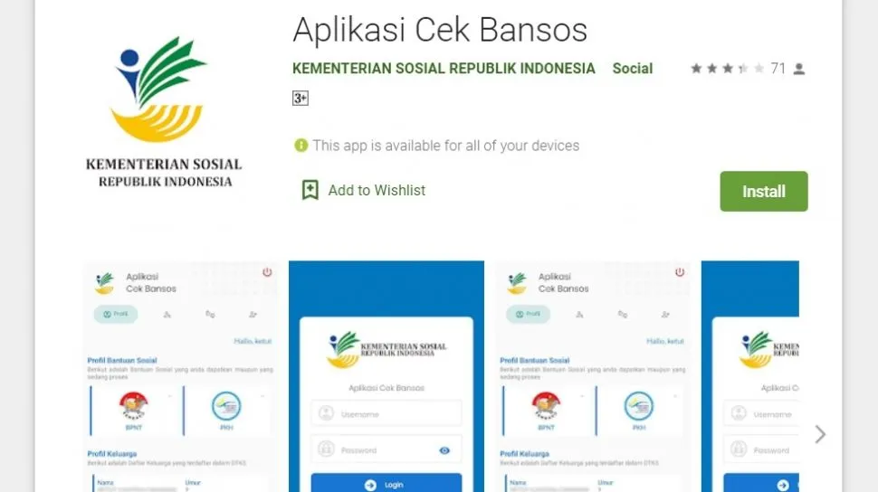 ilustrasi aplikasi cek bansos (istimewa)
