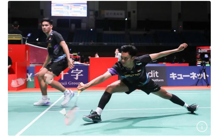 Pasangan ganda putra Indonesia, Muhammad Shohibul Fikri dan Daniel Marthin (Antara)