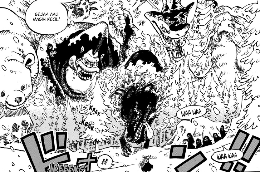 Fakta One Piece 1131, binatang buas di Elbaph serupa pasukan Shiki di Strong World. (Shueisha/Eiichiro Oda)