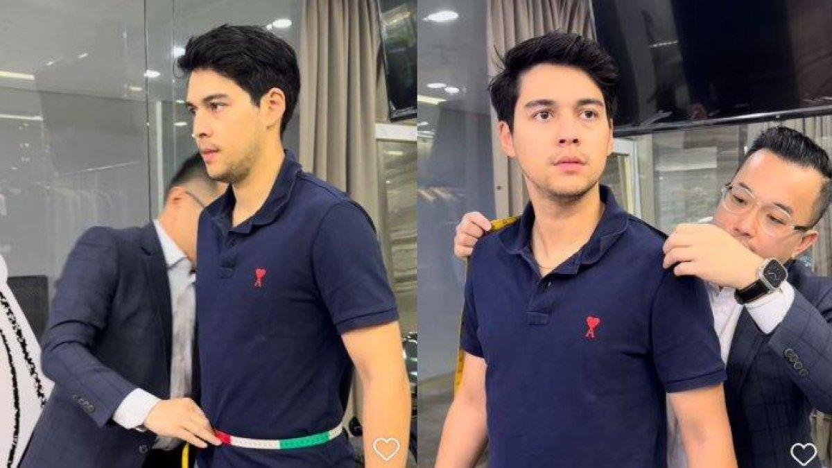 Maxime Bouttier fitting baju dengan designer kondang Stephan Wongso (istimewa)