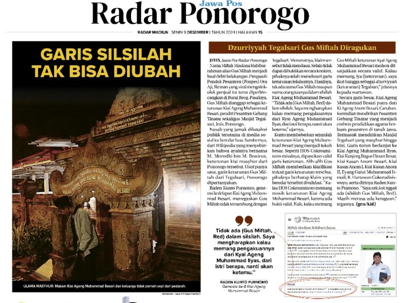 ULAMA MASYHUR: Makam Kiai Ageng Muhammad Besari dan keluarga tidak pernah sepi dari peziarah.&nbsp;