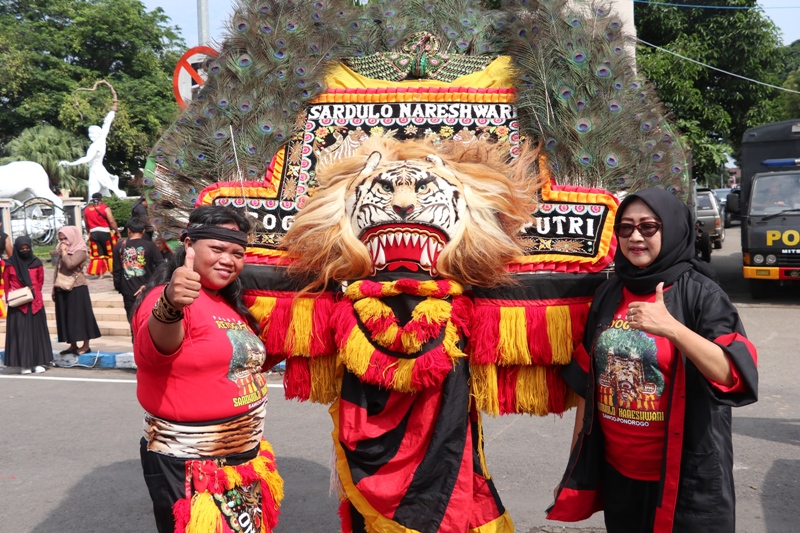 Reog perempuan Ponorogo, Grup Sardulo Nareswari diisi penari emak-emak.