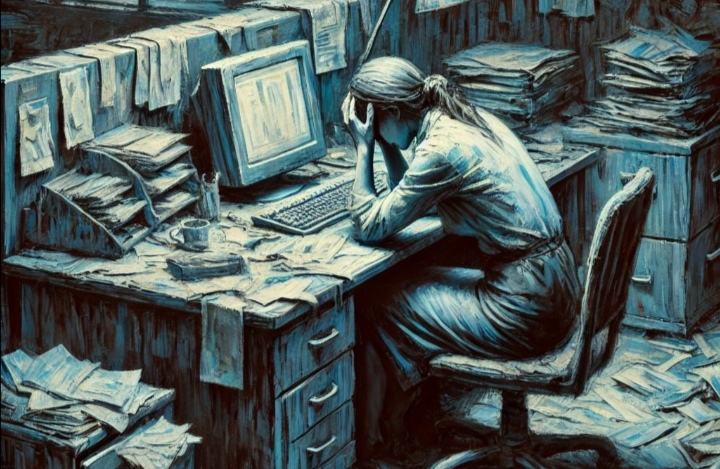 Ilustrasi penat kerja. Gaya hidup slow living bisa dicoba.