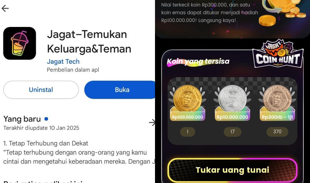 Koin Jagat, permainan berbasis aplikasi yang viral di TikTok, menghadirkan keseruan berburu harta karun digital dengan hadiah hingga Rp100 juta.