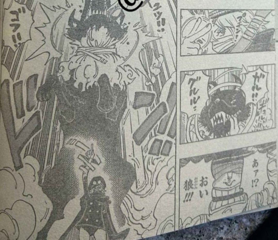 Lilitan perban Gunko membuat serigala penjaga Loki kesakitan di baca komik One Piece 1136.