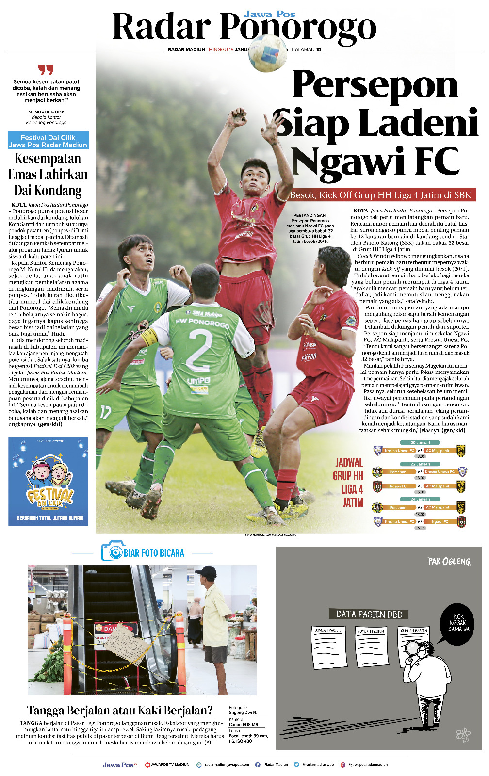 PERTANDINGAN: Persepon Ponorogo menjamu Ngawi FC pada laga pembuka babak 32 besar Grup HH Liga 4 Jatim Senin, 20 Januari 2025.
