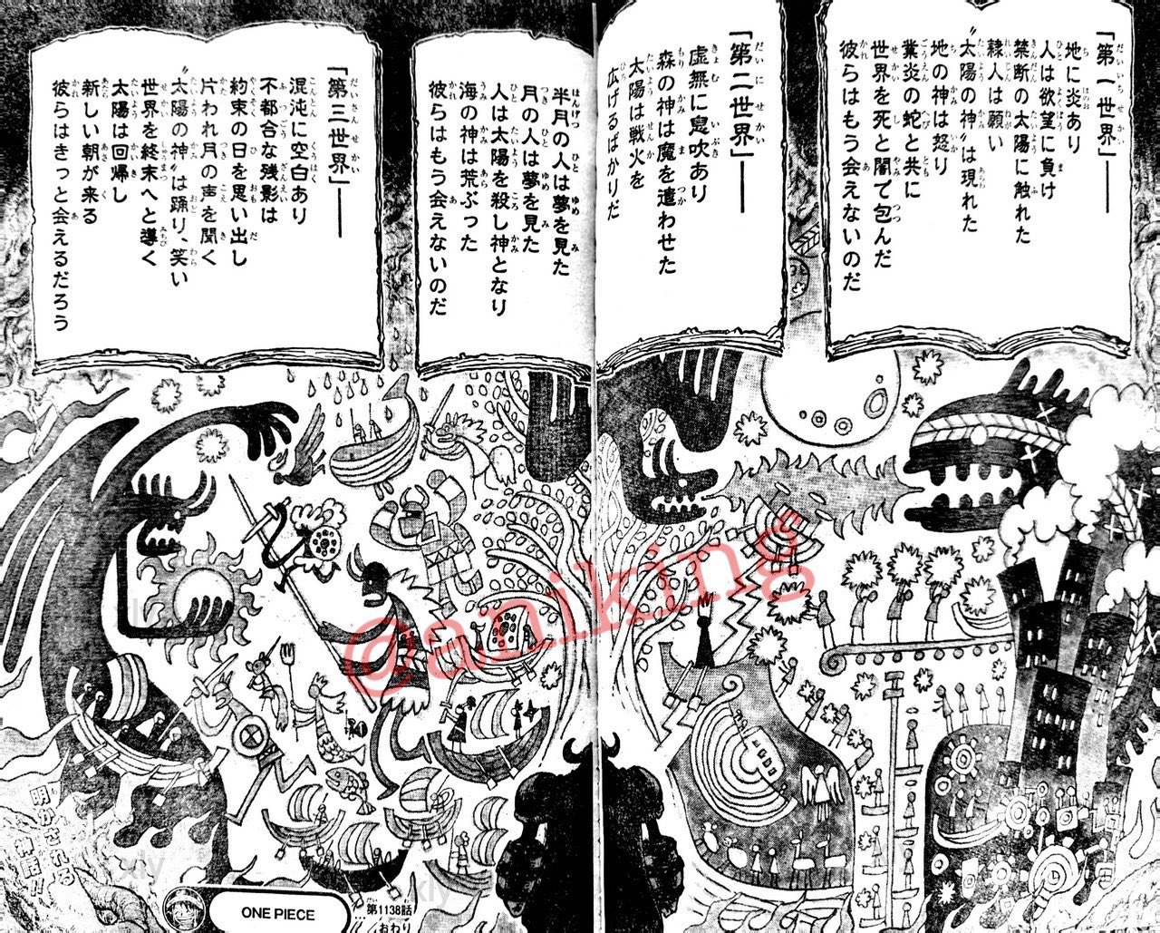 Pasukan Nika menyerang iblis bersayap yang memegang matahari di baca manga One Piece 1138 RAW.