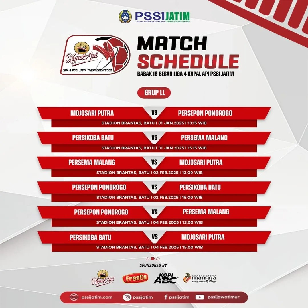 Jadwal Grup LL babak 16 besar Liga 4 Jatim.