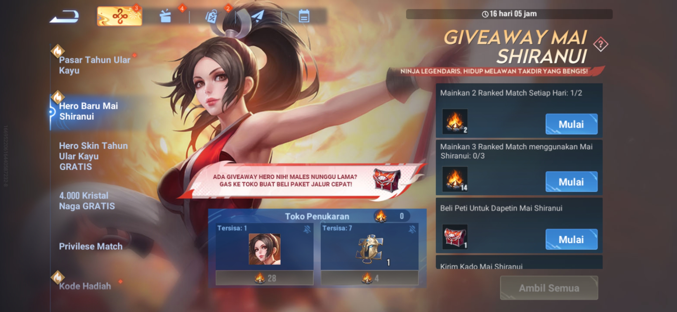 Cara Mendapatkan Mai Shiranui, Hero Gratis Honor Of Kings Februari 2025