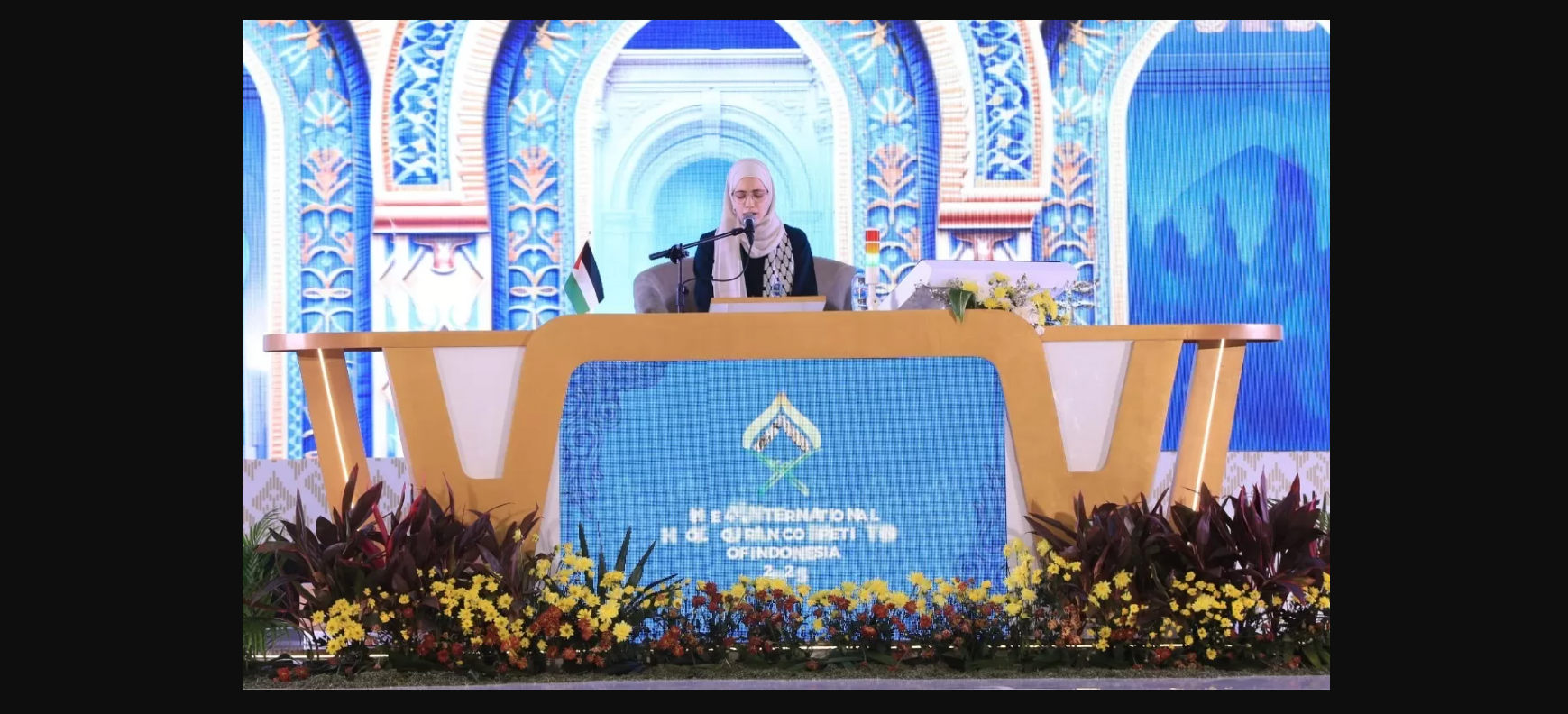 Hafizah asal Palestina, Lama Rami Abdel Mahsei Abuishah, tampil di MTQ Internasional 2025