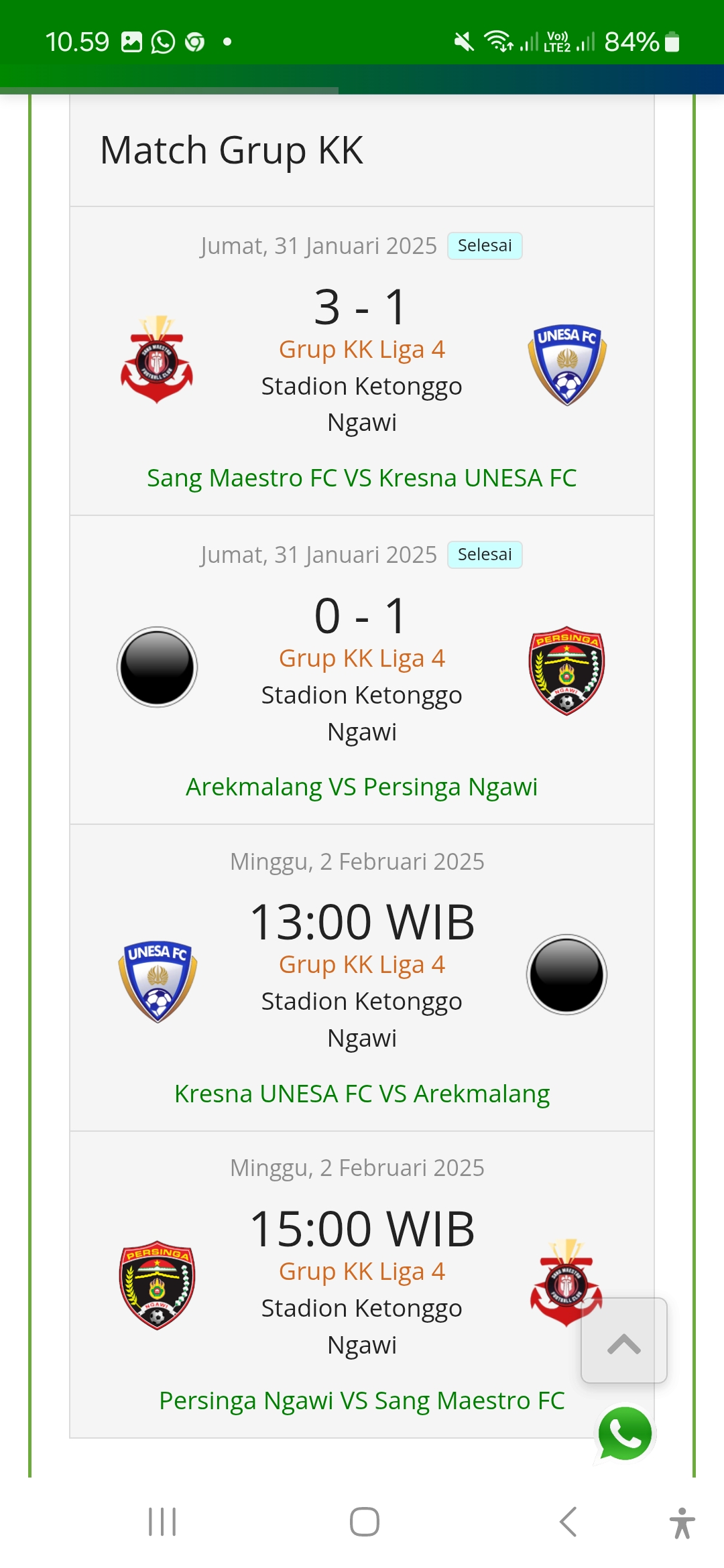 Jadwal Grup KK Liga 4 Jatim.