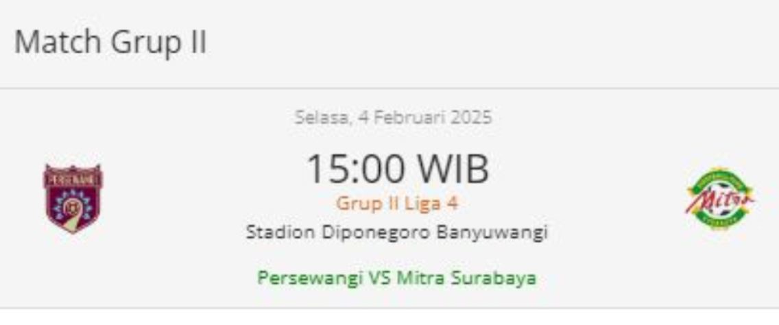 Klasemen Grup II Liga 4 Jatim.