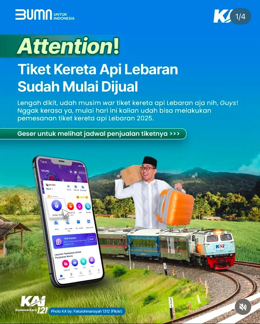 Tiket kereta api mudik lebaran 2025 sudah bisa dipesan sekarang!
