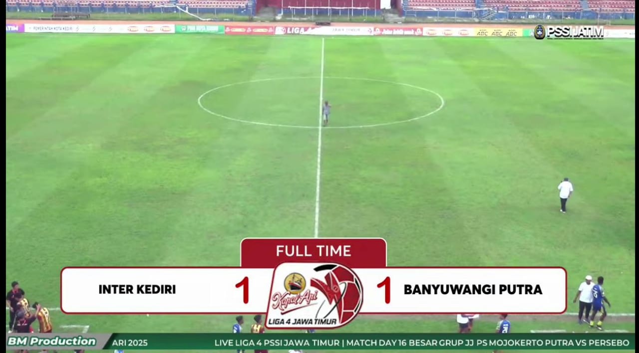 Inter Kediri vs Banyuwangi Putra bermain imbang dalam 16 besar Liga 4 Jatim.